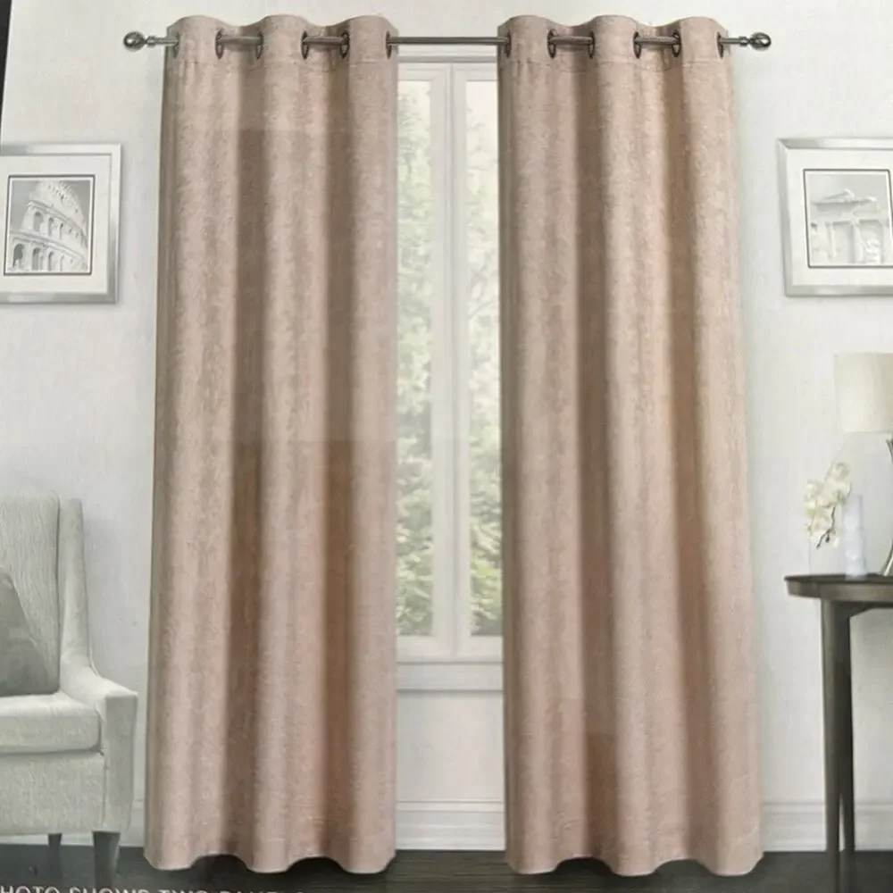 BLACK OUT WINDOW CURTAINS in rose color with diamond pattern set of two